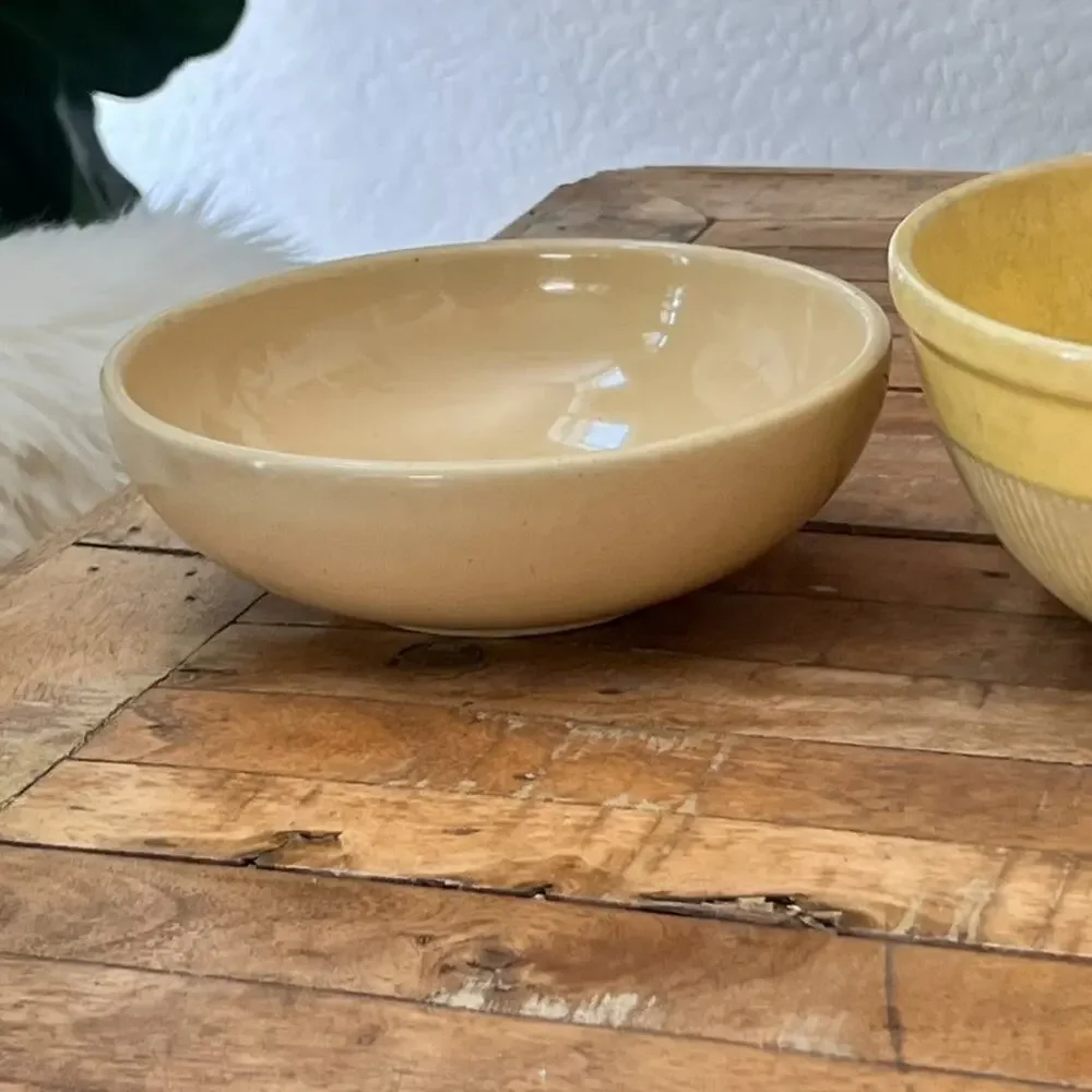 Antique Primitive Yellow Ware and Shenango China Mixing Bowl Set Farmhouse